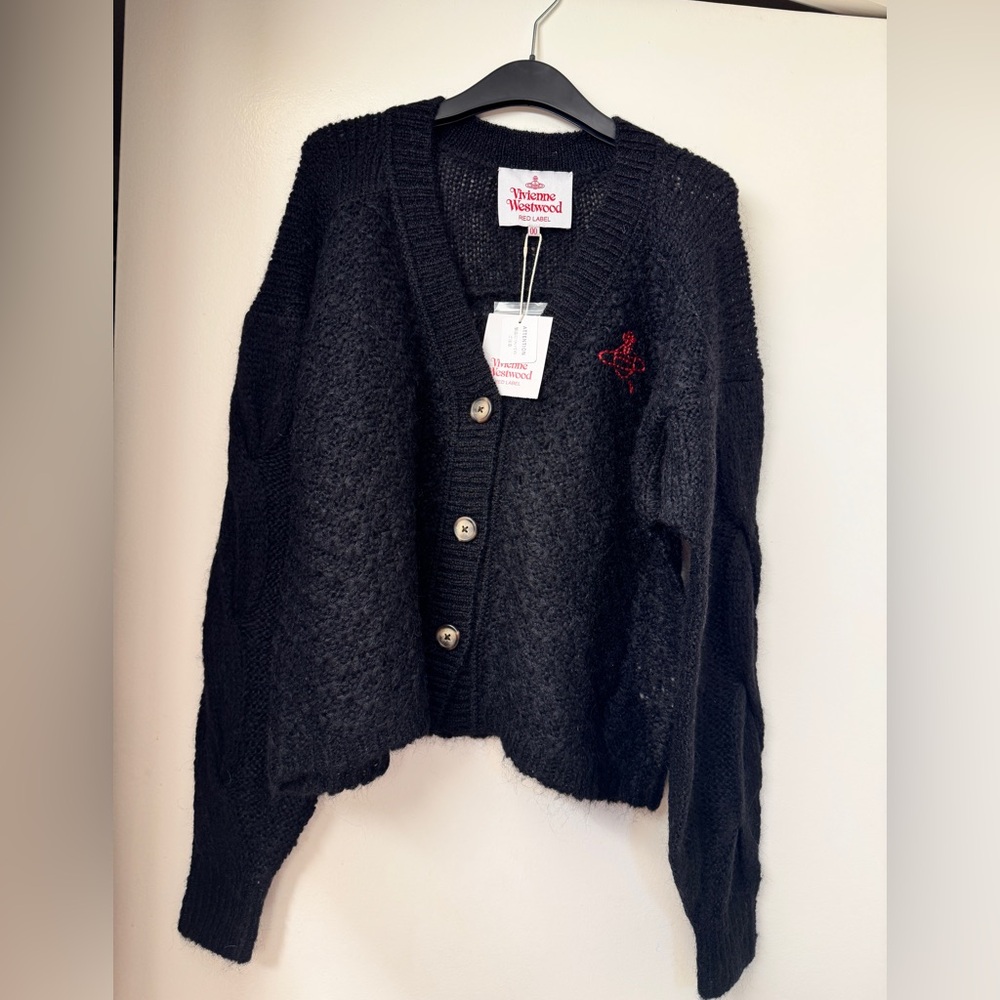 🪐Vivienne Westwood Red Label Black Hairy Knit Cardigan